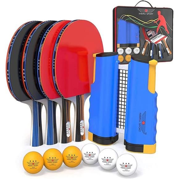 Ping Pong Paddles Set-Professional Table Tennis Racket and Balls,Retractable Net - Picture 1 of 6